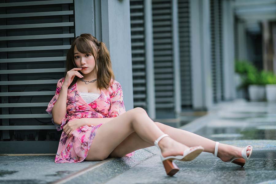 Girls in short dresses in Shaoguan